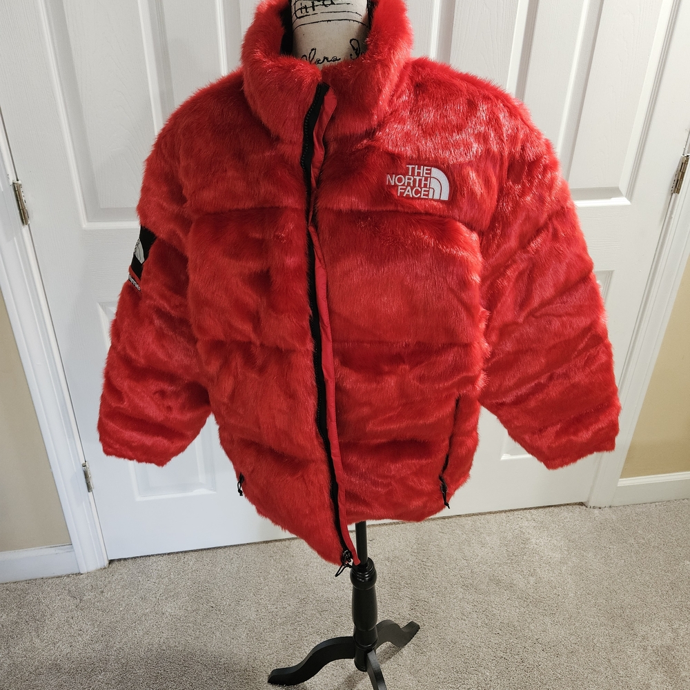 The North Face Red Faux Fur Jacket